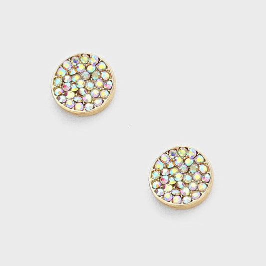 CZ Crystal Disc Stud Earrings - iBESTEST.com