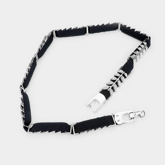 Leaf Embellished Metal Stretch Belt - iBESTEST.com