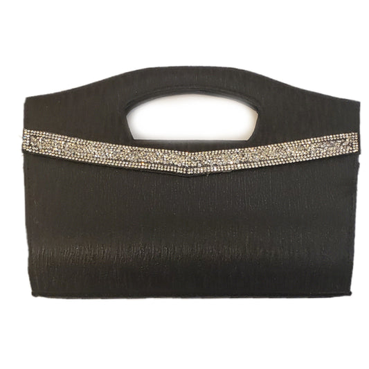 Black Clutch with Crystal Chevron - iBESTEST.com