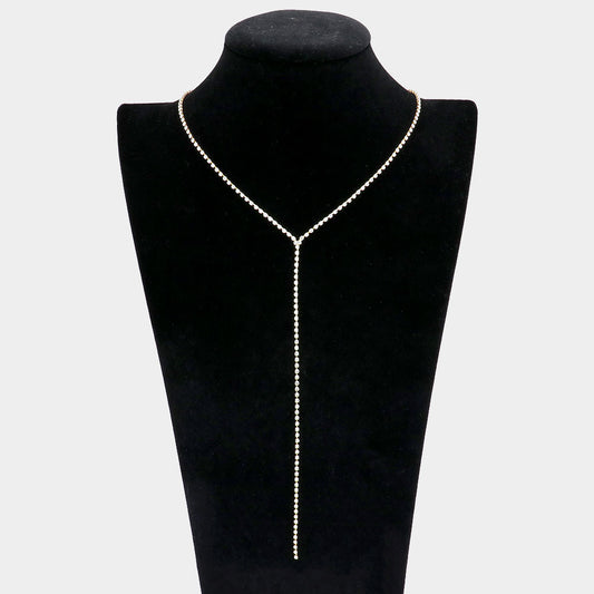 Rhinestone Y Necklace - iBESTEST.com