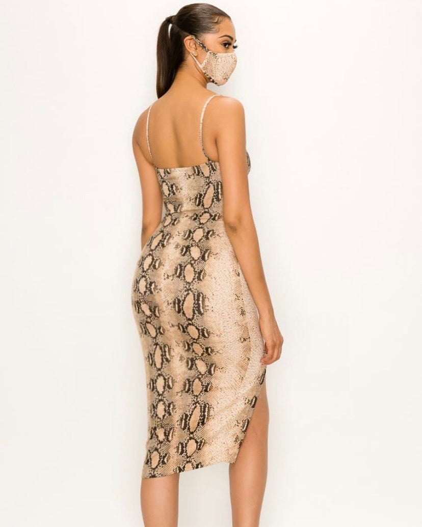 Snake Print Dress & Mask Set - iBESTEST.com