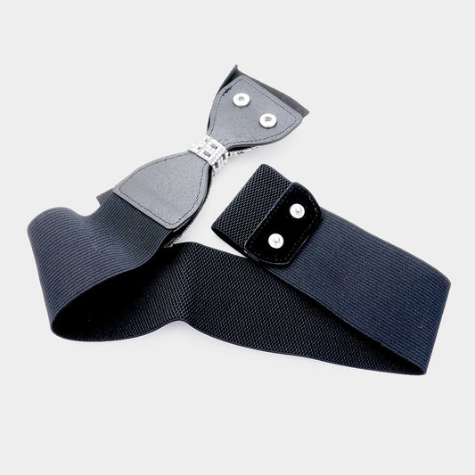 Rhinestone Bow Stretch Belt - iBESTEST.com