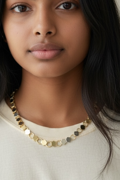 GEOMETRIC METAL LINK NECKLACE - iBESTEST.com