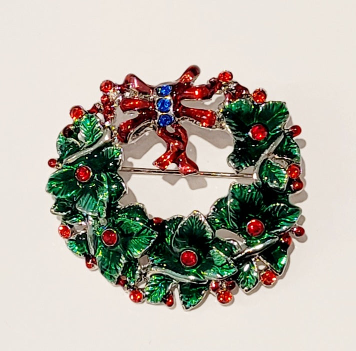 Christmas Wreath Holiday Brooch - iBESTEST.com