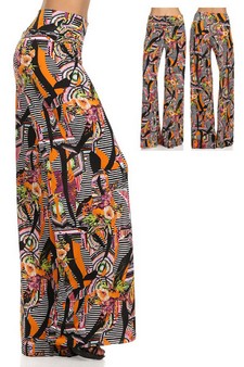 Orange Flowers Printed Palazzo Pants - iBESTEST.com