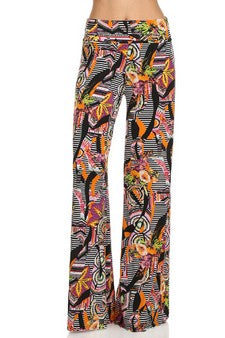 Orange Flowers Printed Palazzo Pants - iBESTEST.com