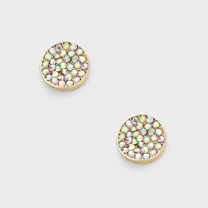 CZ Crystal Disc Stud Earrings - iBESTEST.com