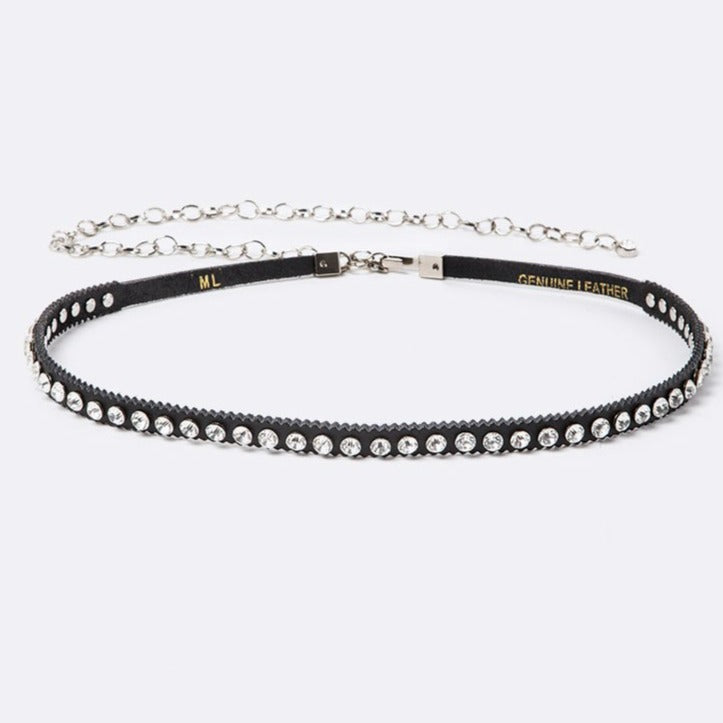 Slim Studded Leather Chain Belt - iBESTEST.com
