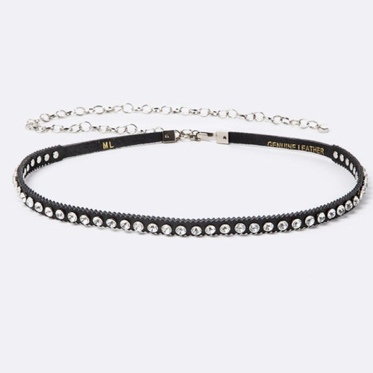 Slim Studded Leather Chain Belt - iBESTEST.com