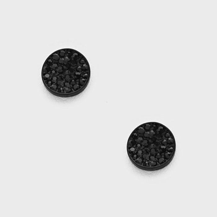 CZ Crystal Disc Stud Earrings - iBESTEST.com