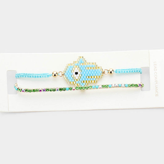 Beaded Hamsa Lucky Bracelet - iBESTEST.com