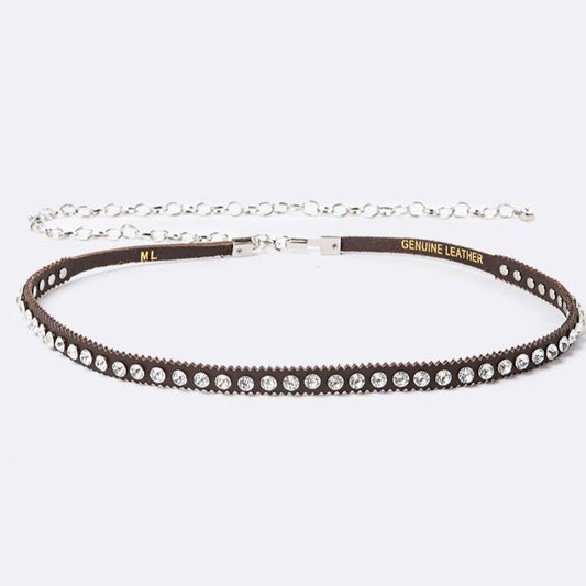 Slim Studded Leather Chain Belt - iBESTEST.com