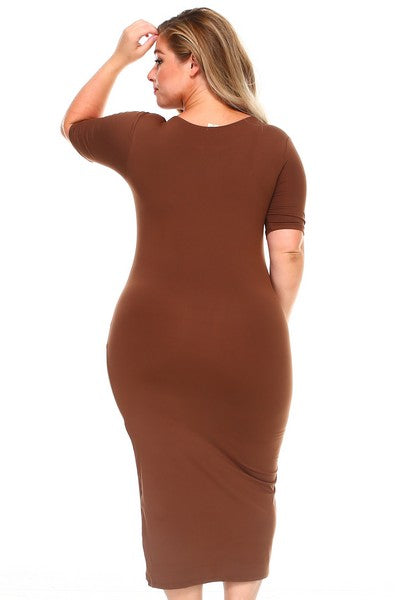 Curvy Chocolate Bodycon Dress - iBESTEST.com