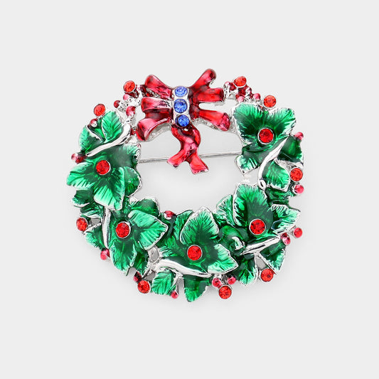 Christmas Wreath Holiday Brooch
