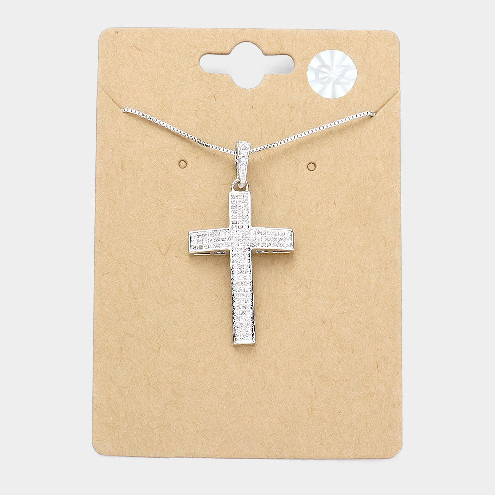 Rhinestone Cross Necklace - iBESTEST.com