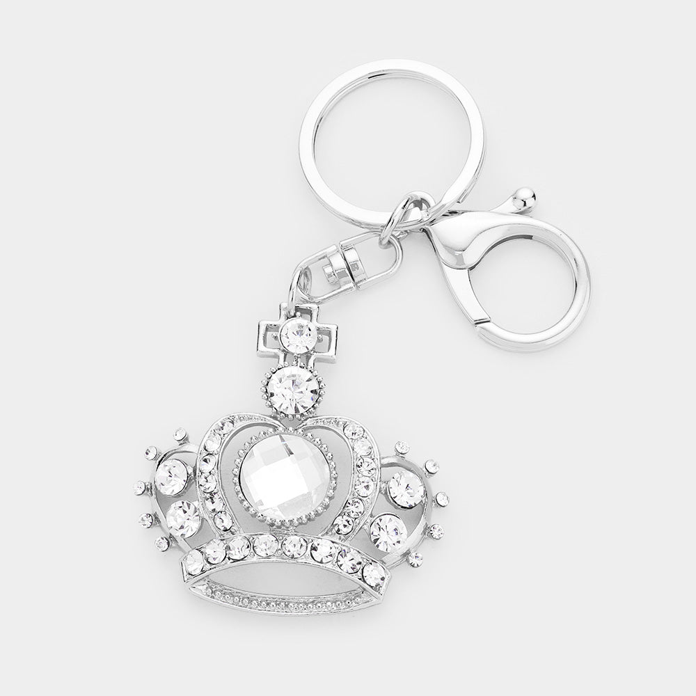 Silver Crystal Crown Keychain - iBESTEST.com