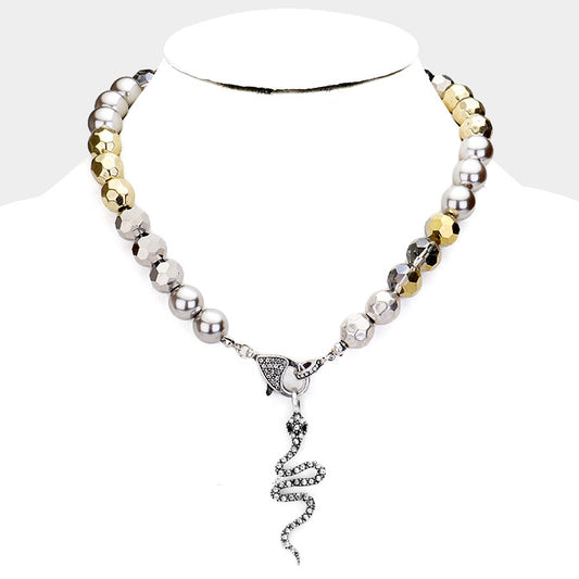 Crystal Snake Pearl Necklace - iBESTEST.com