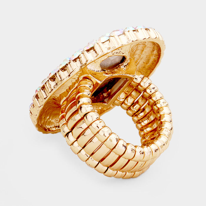 Glass Studded Silver Stretch Ring – iBESTEST