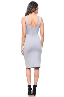 Grey Neckline Body-Con Dress - iBESTEST.com