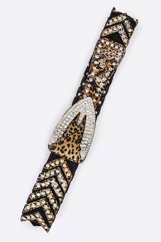 Crystal Animal Print Stretch Belt - iBESTEST.com