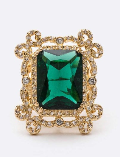Emerald Gold CZ Ring - iBESTEST.com