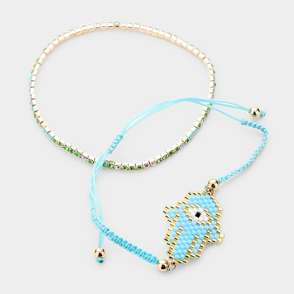 Beaded Hamsa Lucky Bracelet - iBESTEST.com