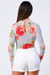 Floral Print Mesh Long Sleeve Bodysuit (New)