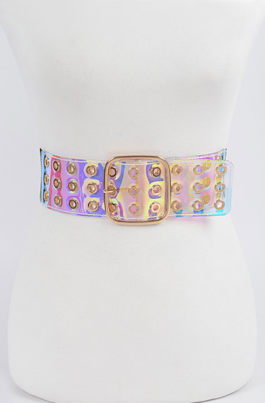 Full Frontal Eyelet Transparent Stretch Belt