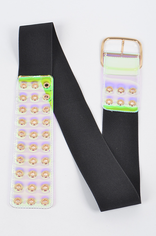 Full Frontal Eyelet Transparent Stretch Belt