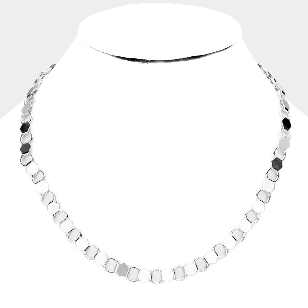 GEOMETRIC METAL LINK NECKLACE - iBESTEST.com