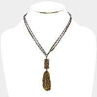 EMBOSSED METAL PENDANT NECKLACE - iBESTEST.com