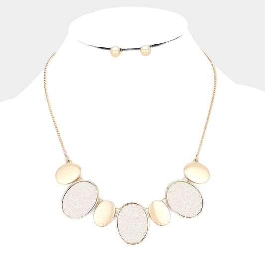 GLITTER STATEMENT METAL NECKLACE - iBESTEST.com