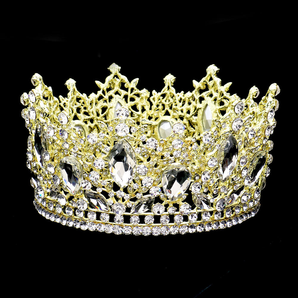 Crystal Stone Accented Leaf Crown - iBESTEST.com