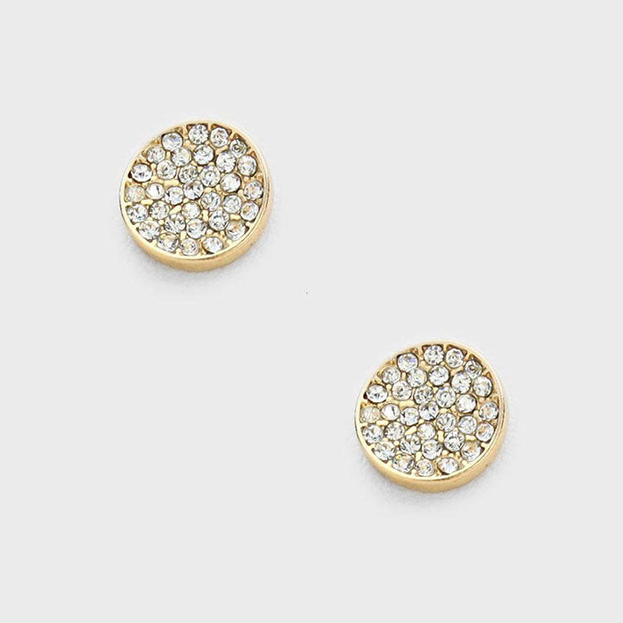 CZ Crystal Disc Stud Earrings - iBESTEST.com