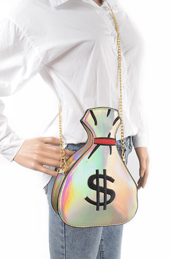 Holographic Silver Money Bag