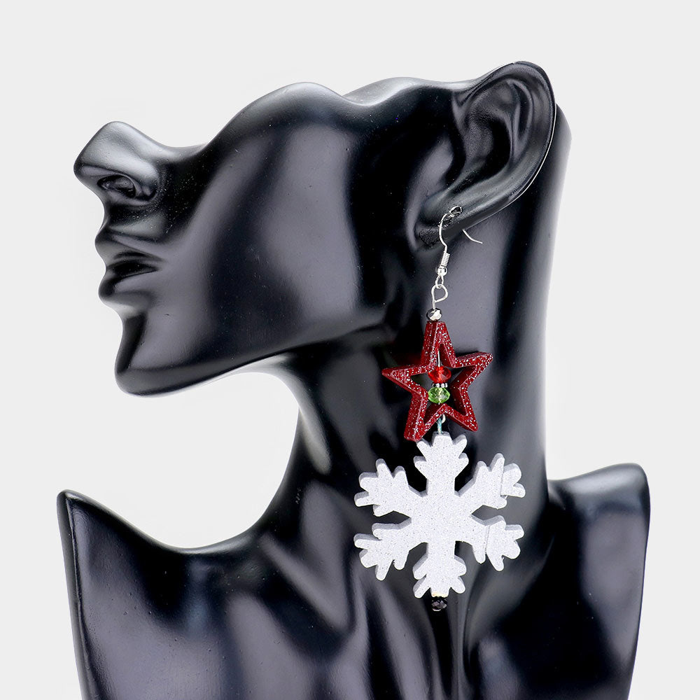 Star Snowflake Earrings - iBESTEST.com