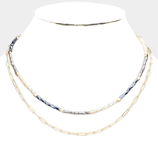 LINK DOUBLE LAYERED NECKLACE - iBESTEST.com