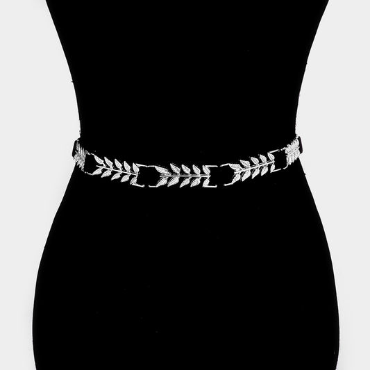 Leaf Embellished Metal Stretch Belt - iBESTEST.com
