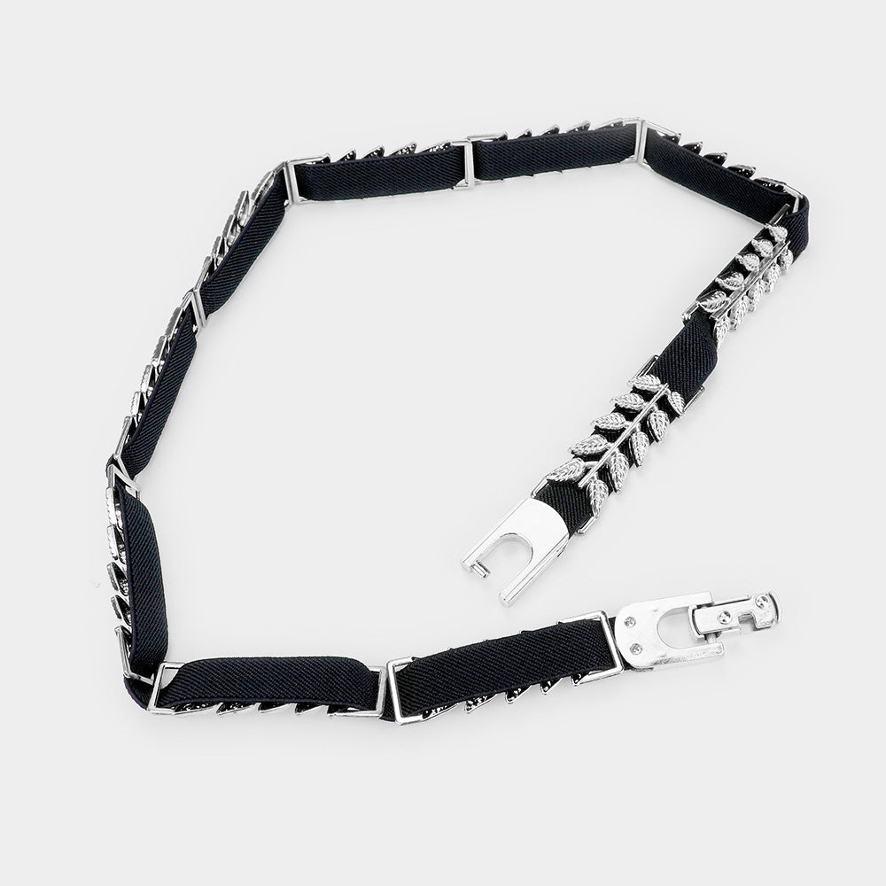 Leaf Embellished Metal Stretch Belt - iBESTEST.com
