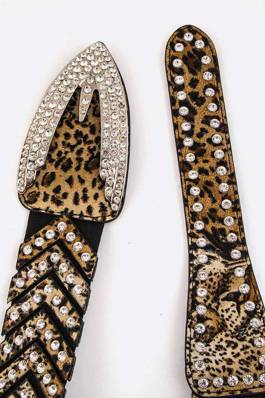 Crystal Animal Print Stretch Belt - iBESTEST.com