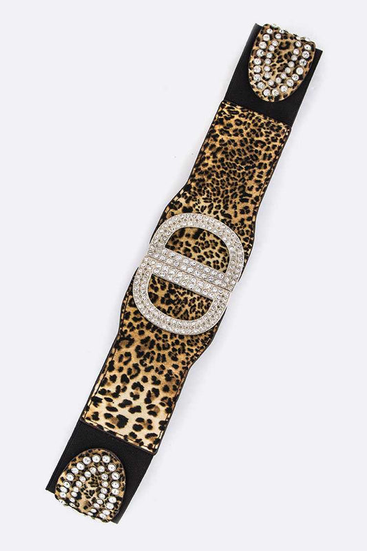 Leopard Crystal Stretch Belt - iBESTEST.com