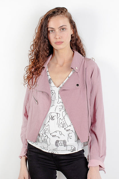 Linen Moto Jacket