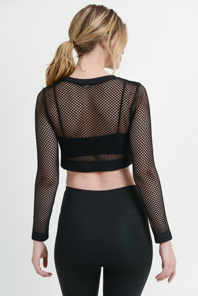 Long Sleeve Fishnet Crop Top (New)