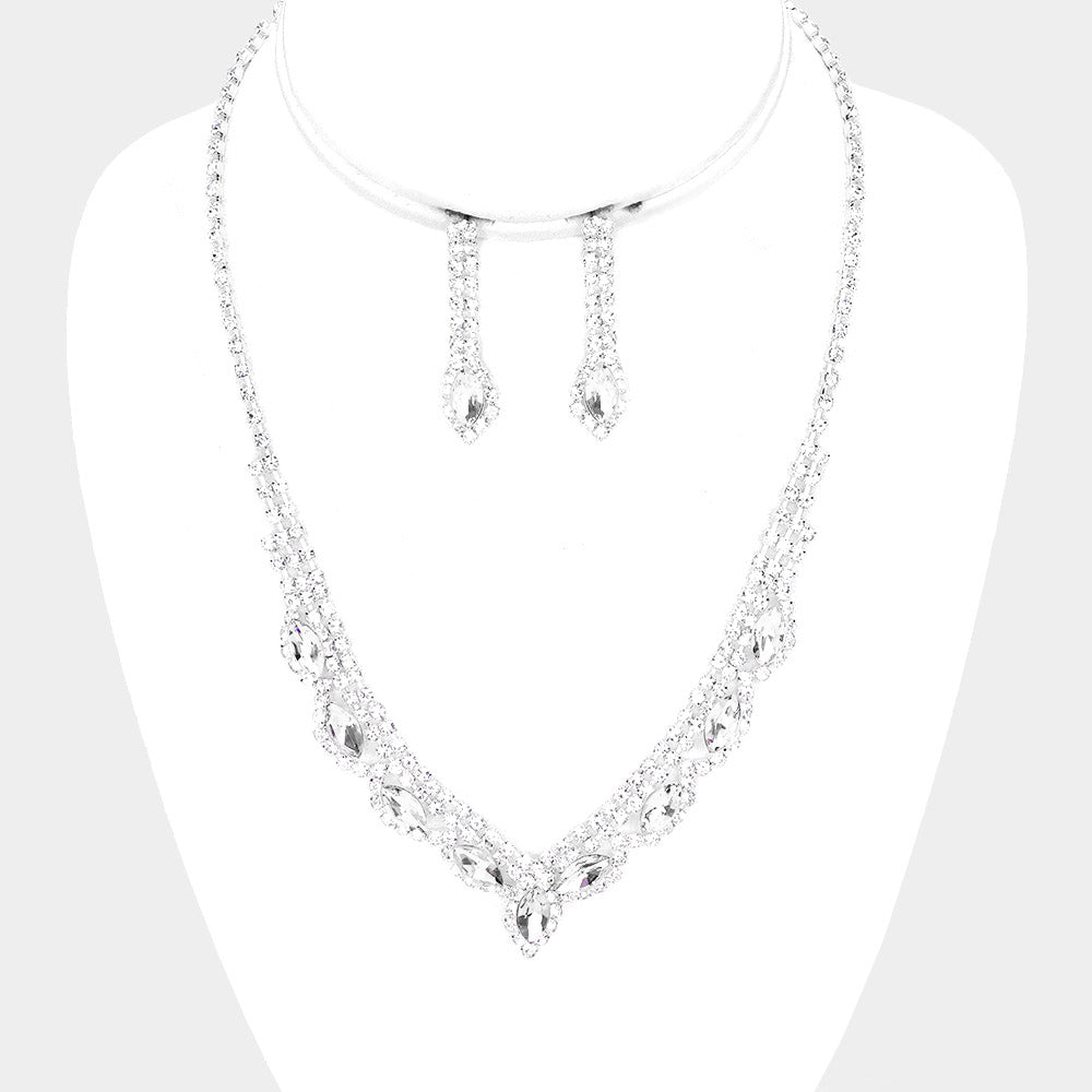 Marquis Crystal Necklace & Earring Set - iBESTEST.com