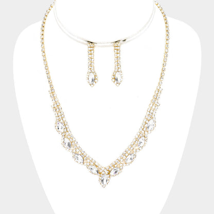 Marquis Crystal Necklace & Earring Set - iBESTEST.com
