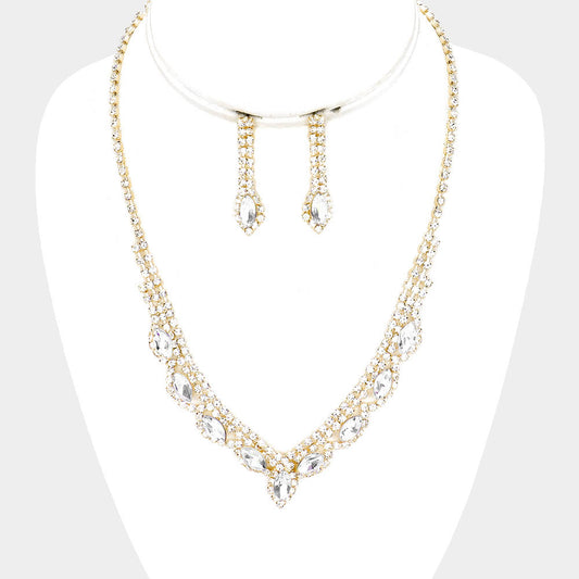 Marquis Crystal Necklace & Earring Set - iBESTEST.com