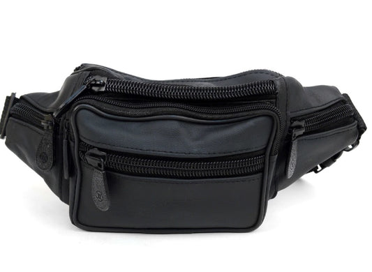 Black Leather Waist Bag - iBESTEST.com