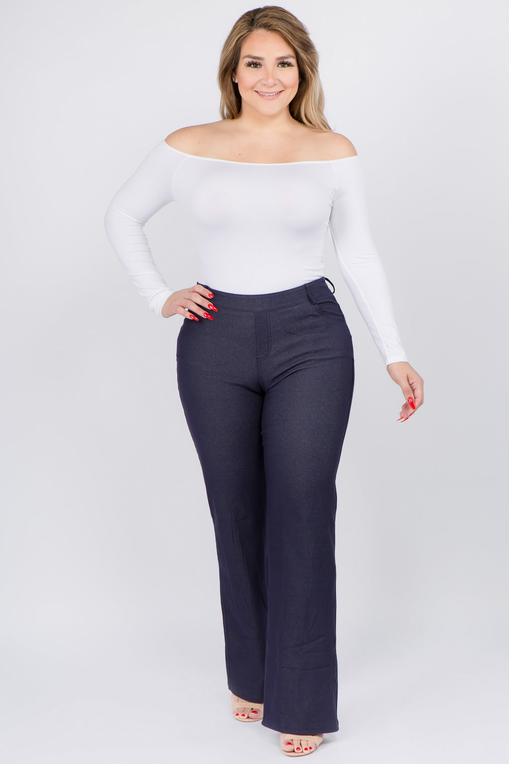 Plus Navy Flare Jeggings