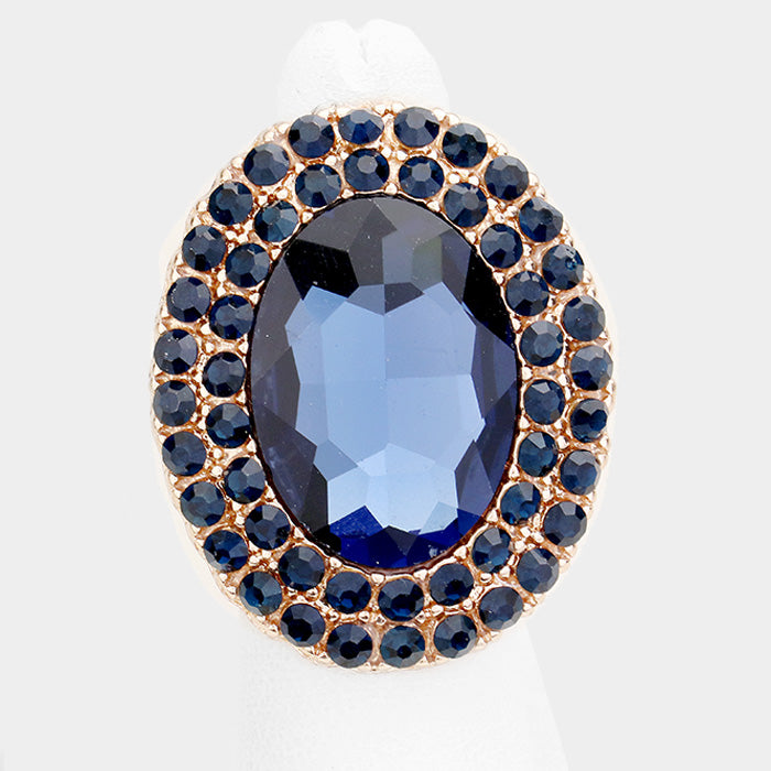 Glass Studded Silver Stretch Ring - iBESTEST.com