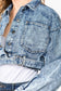 Plus Size Washed Crop Denim Jacket (New) - iBESTEST.com